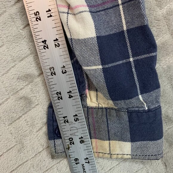 Vanilla Star Womens S Flannel Shirt Blue Plaid Long Sleeve Button Front Western - Picture 10 of 16